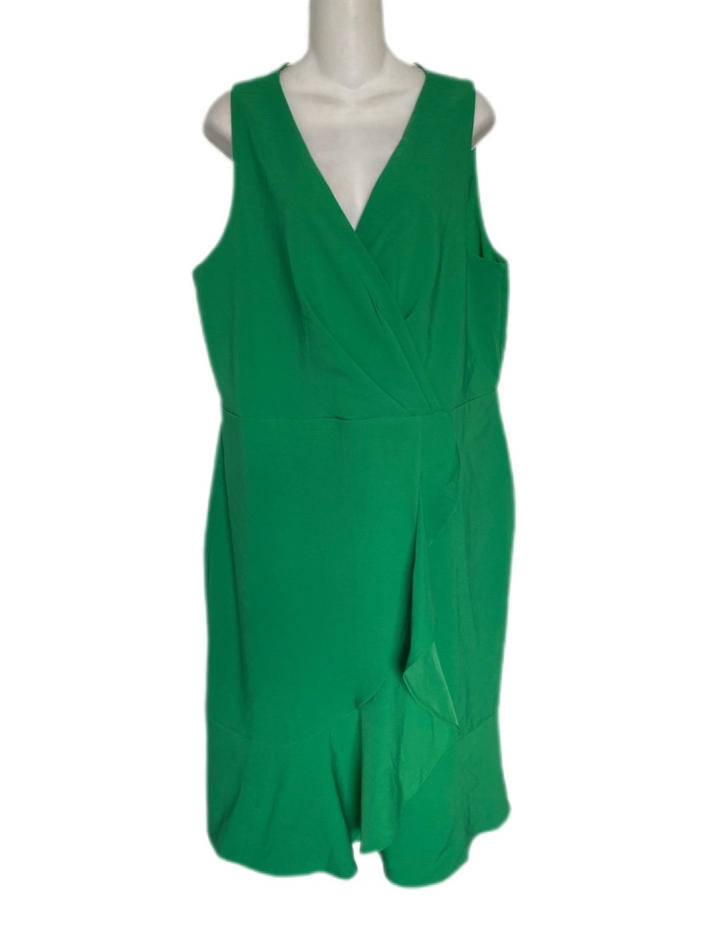 Anne Klein Kelly Green Sleeveless V-Neck Midi Dress 16